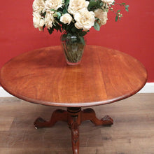 Load image into Gallery viewer, Antique Australian Cedar Dining Table with Pedestal Base and Lion Paw Feet. B12472
