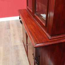Load image into Gallery viewer, Antique English Mahogany Two Door Bookcase Cabinet with Original Glass. B13069
