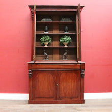 Load image into Gallery viewer, Antique English Mahogany Two Door Bookcase Cabinet with Original Glass. B13069
