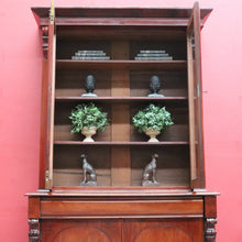 Load image into Gallery viewer, Antique English Mahogany Two Door Bookcase Cabinet with Original Glass. B13069
