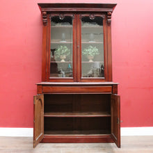 Load image into Gallery viewer, Antique English Mahogany Two Door Bookcase Cabinet with Original Glass. B13069
