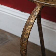 Load image into Gallery viewer, Antique French Jardinière Holder with Hand Hammered Gilt Metal Bowl Leaf Motif Rim and Tripod Legs. B12755
