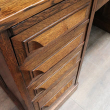 Load image into Gallery viewer, Antique American Oak Cutler Roll Top Twin Pedestal Desk, Office Desk. B13129
