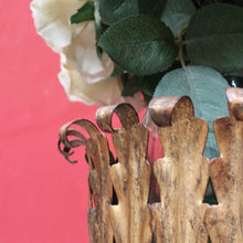 Load image into Gallery viewer, Antique French Jardinière Holder with Hand Hammered Gilt Metal Bowl Leaf Motif Rim and Tripod Legs. B12755
