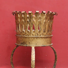 Load image into Gallery viewer, Antique French Jardinière Holder with Hand Hammered Gilt Metal Bowl Leaf Motif Rim and Tripod Legs. B12755
