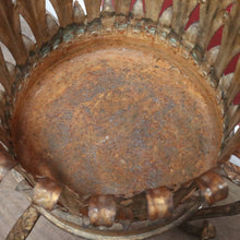 Load image into Gallery viewer, Antique French Jardinière Holder with Hand Hammered Gilt Metal Bowl Leaf Motif Rim and Tripod Legs. B12755
