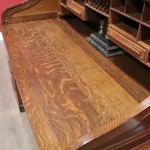 Load image into Gallery viewer, Antique American Oak Cutler Roll Top Twin Pedestal Desk, Office Desk. B13129
