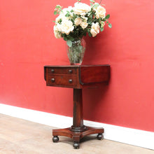 Load image into Gallery viewer, x SOLD English Mahogany Side Table with Two Drawers, Drop Side Pembroke Table. B12826
