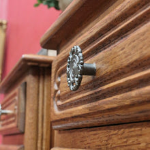 Load image into Gallery viewer, Pair of Vintage French Oak Five Drawer Chest or Lingerie Chest with Carved Detail Shaped Apron and Gilt Metal Handles. B12808
