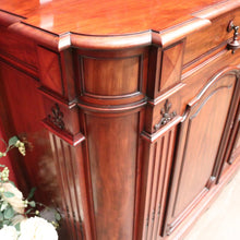Load image into Gallery viewer, Antique French Mahogany Sideboard, Hall Cabinet – Carved Detail, Lion Heads. B12474
