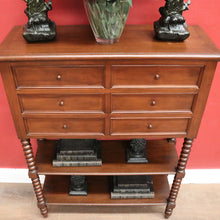 Load image into Gallery viewer, Antique French Walnut Chest of 6 Drawers, 2-tier Shelves, Bobbin Legs. B12303
