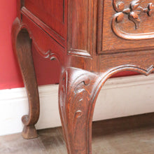 Load image into Gallery viewer, Antique French Oak Writing Bureau or Desk with Drop Front Brass Handles Key and Cabriole Legs. B12706
