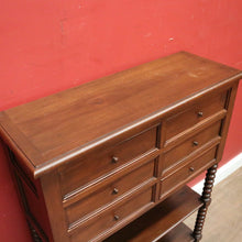 Load image into Gallery viewer, Antique French Walnut Chest of 6 Drawers, 2-tier Shelves, Bobbin Legs. B12303

