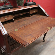 Load image into Gallery viewer, Antique French Oak Writing Bureau or Desk with Drop Front Brass Handles Key and Cabriole Legs. B12706
