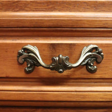 Load image into Gallery viewer, x SOLD French Oak Writing Bureau – Drop Front, Carved Detail, Brass Handles, Key. B12311
