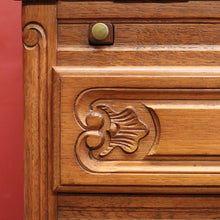 Load image into Gallery viewer, x SOLD French Oak Writing Bureau – Drop Front, Carved Detail, Brass Handles, Key. B12311
