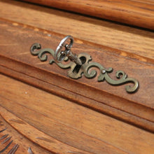 Load image into Gallery viewer, x SOLD French Oak Writing Bureau – Drop Front, Carved Detail, Brass Handles, Key. B12311

