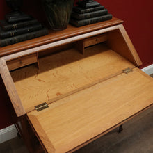 Load image into Gallery viewer, x SOLD French Oak Writing Bureau – Drop Front, Carved Detail, Brass Handles, Key. B12311

