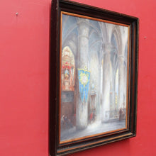 Load image into Gallery viewer, x SOLD Jozef Horenbant Cathedral Interior Painting in Black and Gilt Frame. B12716
