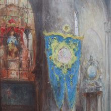 Load image into Gallery viewer, x SOLD Jozef Horenbant Cathedral Interior Painting in Black and Gilt Frame. B12716

