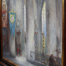 Load image into Gallery viewer, x SOLD Jozef Horenbant Cathedral Interior Painting in Black and Gilt Frame. B12716
