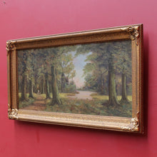Load image into Gallery viewer, x SOLD Antique Oil on Canvas Country Landscape in Gilt Frame Signed Lower Right. B12721
