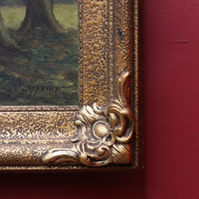 Load image into Gallery viewer, x SOLD Antique Oil on Canvas Country Landscape in Gilt Frame Signed Lower Right. B12721
