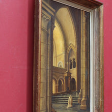 Load image into Gallery viewer, Jean-Paul Cleren Framed Oil on Canvas Vaulted Church Interior Signed. B12715
