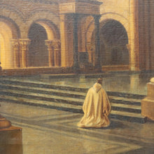 Load image into Gallery viewer, Jean-Paul Cleren Framed Oil on Canvas Vaulted Church Interior Signed. B12715
