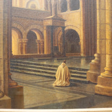 Load image into Gallery viewer, Jean-Paul Cleren Framed Oil on Canvas Vaulted Church Interior Signed. B12715
