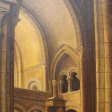 Load image into Gallery viewer, Jean-Paul Cleren Framed Oil on Canvas Vaulted Church Interior Signed. B12715
