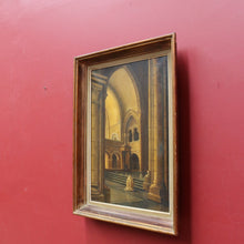Load image into Gallery viewer, Jean-Paul Cleren Framed Oil on Canvas Vaulted Church Interior Signed. B12715
