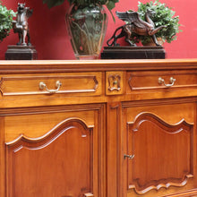 Load image into Gallery viewer, x SOLD French Cherrywood Sideboard with Brass Handles, Cutlery Drawers and Key. B12811
