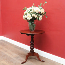 Load image into Gallery viewer, x SOLD Antique Circa 1850 English Mahogany Tilt Top Wine Table with Tri Leg Base. B12828
