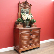 Load image into Gallery viewer, Antique French Walnut Dressing Table – Marble top - Mirror, 6 Drawers, Carved Detail. B12475
