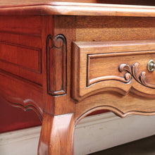 Load image into Gallery viewer, x Sold Antique French dressing table with tall bevelled tri fold mirrors and three drawers. B12729
