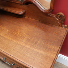 Load image into Gallery viewer, x Sold Antique French dressing table with tall bevelled tri fold mirrors and three drawers. B12729
