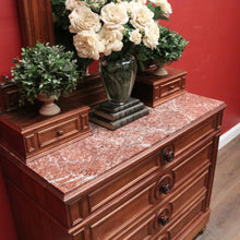 Load image into Gallery viewer, Antique French Walnut Dressing Table – Marble top - Mirror, 6 Drawers, Carved Detail. B12475
