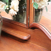 Load image into Gallery viewer, x Sold Antique French dressing table with tall bevelled tri fold mirrors and three drawers. B12729
