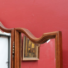 Load image into Gallery viewer, x Sold Antique French dressing table with tall bevelled tri fold mirrors and three drawers. B12729
