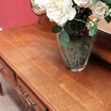 Load image into Gallery viewer, x Sold Antique French dressing table with tall bevelled tri fold mirrors and three drawers. B12729
