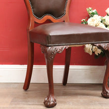 Load image into Gallery viewer, Vintage Australian Cedar Carved Office or Occasional Chair with Leather Upholstery. B13142
