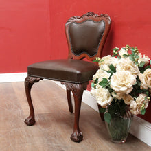 Load image into Gallery viewer, Vintage Australian Cedar Carved Office or Occasional Chair with Leather Upholstery. B13142

