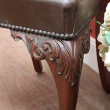 Load image into Gallery viewer, Vintage Australian Cedar Carved Office or Occasional Chair with Leather Upholstery. B13142
