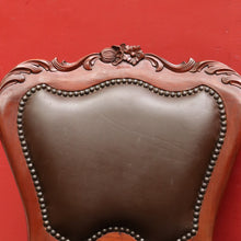 Load image into Gallery viewer, Vintage Australian Cedar Carved Office or Occasional Chair with Leather Upholstery. B13142
