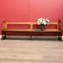Load image into Gallery viewer, Antique Australian Cedar Church Pew with Carved Gothic Quatrefoil Ends. B13145
