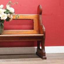 Load image into Gallery viewer, Antique Australian Cedar Church Pew with Carved Gothic Quatrefoil Ends. B13145

