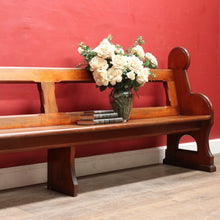 Load image into Gallery viewer, Antique Australian Cedar Church Pew with Carved Gothic Quatrefoil Ends. B13145
