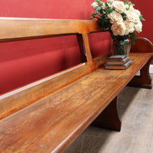 Load image into Gallery viewer, Antique Australian Cedar Church Pew with Carved Gothic Quatrefoil Ends. B13145
