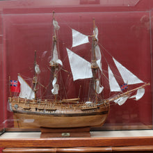 Load image into Gallery viewer, x SOLD Captain Cook HMAS Endeavour Model Ship with Cedar and Glass Display Case. B12906
